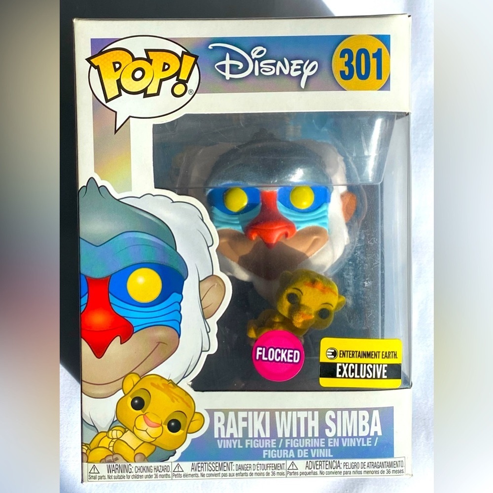 Funko Pop! RAFIKI WITH SIMBA #301 Disney Flocked